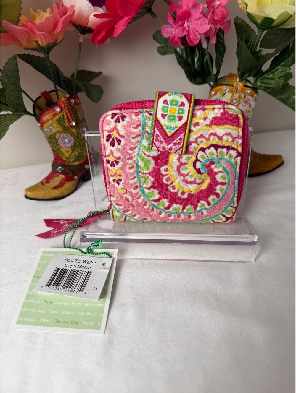 NWT Vera Bradley Capri Melon Mini Zip Around Wallet - Pocket Wallet LAST ONE!